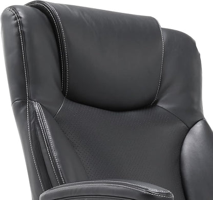 Serta Connor Executive Office Chair, Ergonomic Computer Chair with Layered Body Pillows, Contoured Lumbar, Adjustable Seat Height, Bonded Leather, Black