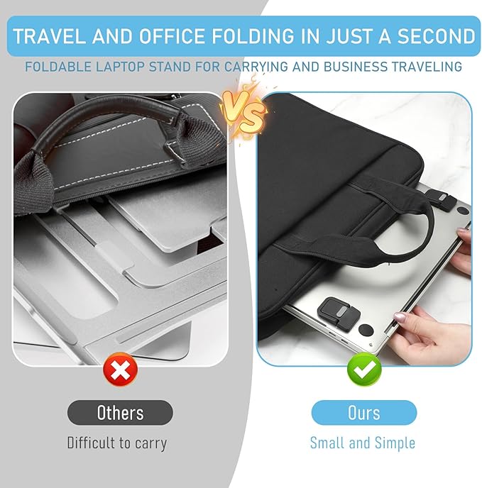Skrfren 4pcs Portable Keyboard Riser, Mini Foldable Laptop Stand for Desk Self-Adhesive Plastic Invisible Laptop Feet Adjustable Computer Keyboard Lift for Most Keyboards