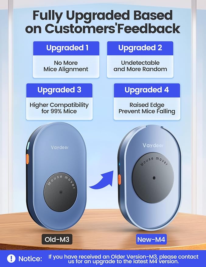Vaydeer Undetectable Mouse Mover, M3 Mouse Jiggler Device with ON/Off Switch, Driver-Free Shaker Wiggler Mouse Movement Simulation for Computer Awakening, Gift Ideal for Men/Women (Dark Green)
