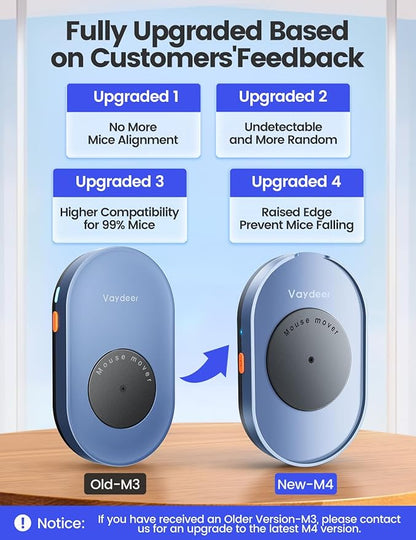 Vaydeer Undetectable Mouse Mover, M3 Mouse Jiggler Device with ON/Off Switch, Driver-Free Shaker Wiggler Mouse Movement Simulation for Computer Awakening, Gift Ideal for Men/Women (Dark Green)