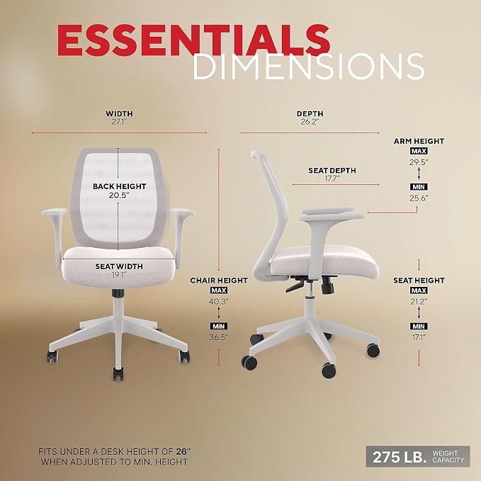Staples Ergonomic Task Chair, Mesh, Gray