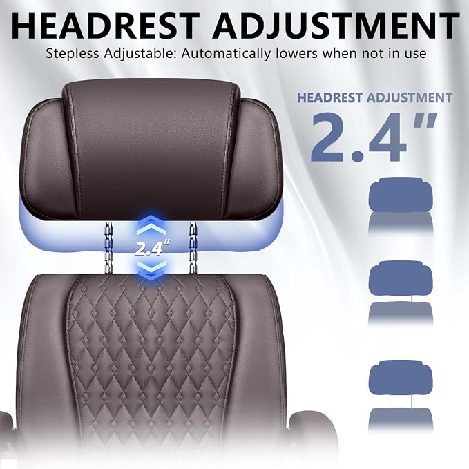 Office Desk Chair with Foot-Rest 400lbs, Heavy Duty Executive Office Chair, Comfy High Back Ergonomic PU Leather Reclining Desk Chair with Lumbar Support, Brown