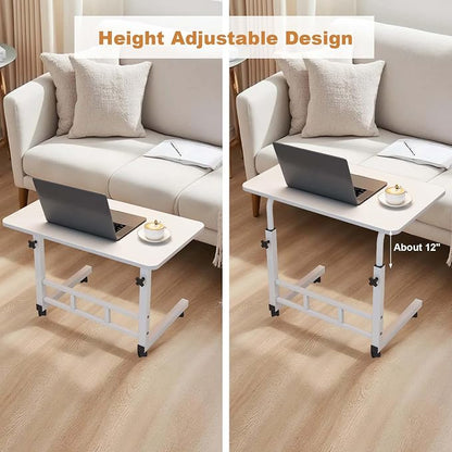 Garvee Standing Desk Adjustable Height, Small Standing Desk with Wheels, Mobile Portable Rolling Laptop PC Table Adjustable Height Computer Workstation for Home Office Study Bedroom White