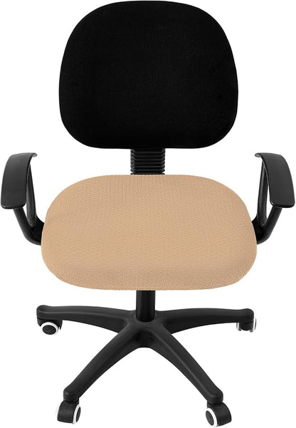 Smiry Stretch Jacquard Office Computer Chair Seat Covers, Removable Washable Anti-dust Desk Chair Seat Cushion Protectors - Camel