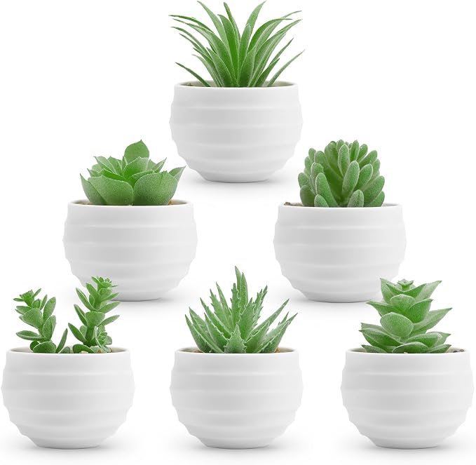 Der Rose 6 Pack Fake Plants Small Realistic Succulents Plants Artificial for Home Room Decor Indoor