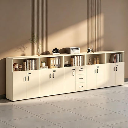 File Cabinet with Password Lock, Wood Lateral Filing Cabinet for Letter/A4 Files, 3 Drawer with Door, Printer Stand with Open Shelves for Home Office