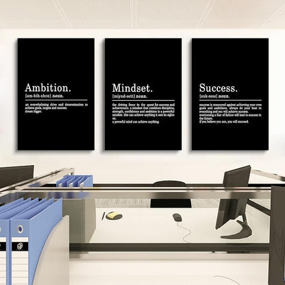 Inspirational Canvas Painting Wall Art -EPHANY ART - Mindset Quotes Prints, Motivational Wall Art Success Framed Entrepreneur Poster Positive Quotes Wall Poster for Home Office Workplace (M-3pcs,24x36inchx3pcs)