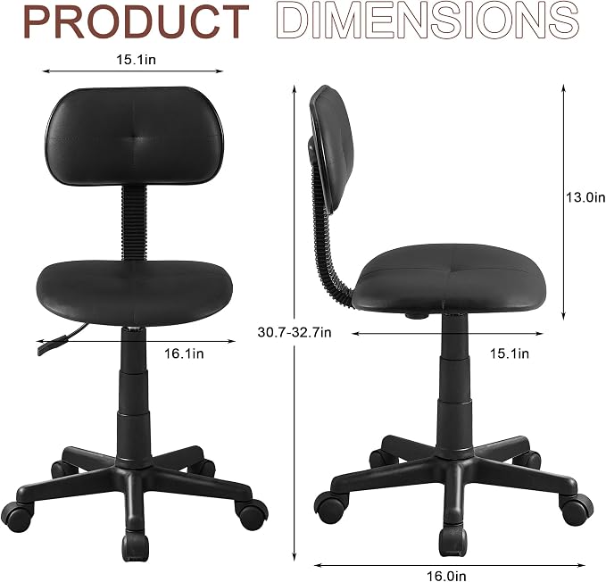 VECELO Height Adjustable Rolling Swivel Salon Stool, Small SPA Chair with Backrest for Drafting/Tattoo/Office/Massage/Medical Facial, Black