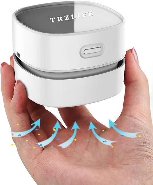 TRZLIFE USB Desk Vacuum, Office & Home Desktop Cleaner, Ideal Gift | Type-C cordless mini vacuum, strong suction for office desks & home countertops. Sleek office-home accessory for holiday gift