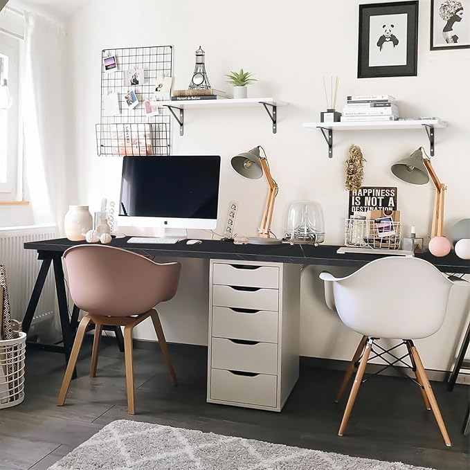 Kaboon 42x20 inches Tabletop, Solid One-Piece Desktop for Sit Stand Desk, Double Desks, L Desk DIY,Wood Countertop Home or Commercial Use,1 inch Thick, Could Atlas/Black Marble, 20" D x 42" W