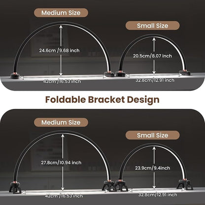 Yokilly Arc Half Moon Light: 20" Half Moon Light with Foldable Bracket for Desk Salon Table Use - No Flicker & Shadow-Free Desk Lamp with Stepless Brightness 3000-6500K for Manicurist Nail Tech