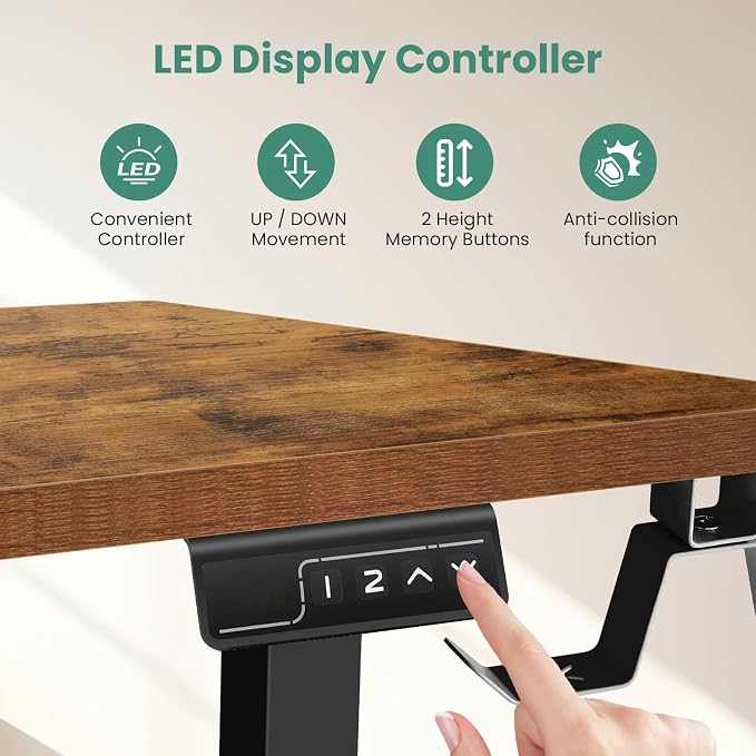 63” L Shaped Standing Desk,Electric Height Adjustable Corner Stand Up Desk, Ergonomic Sit Stand Home Office Computer Desk with Splice Board (Brown)