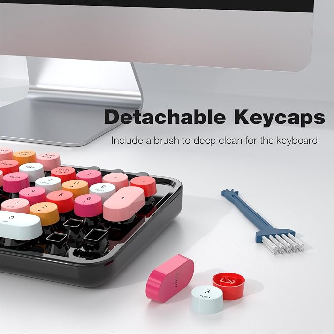 Dilter Wireless Keyboard and Mouse Combo, 104 Keys Full-Sized 2.4 GHz Round Keycap Typewriter Keyboards, USB Receiver Plug and Play, for Windows, Computer, PC, Laptop, Desktop (Black Colorful)