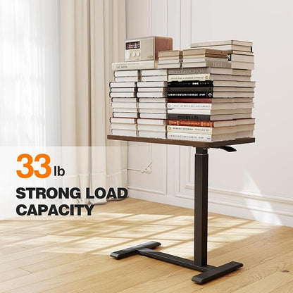 ROMOON Overbed Bedside Table with Wheels, Rolling Height Adjustable Standing Desk, Mobile Laptop Cart with Sturdy Frame for Hospital, Home and Small Space (27.6" W x 15.7" D, Walnut)