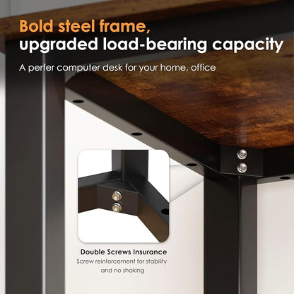Need 47 Inch Heavy Duty Computer Desk, Industrial Writing Table with Sturdy Metal Frame, Workstation for Home Office, Gaming & Dual Monitor Setup, Easy Assembly