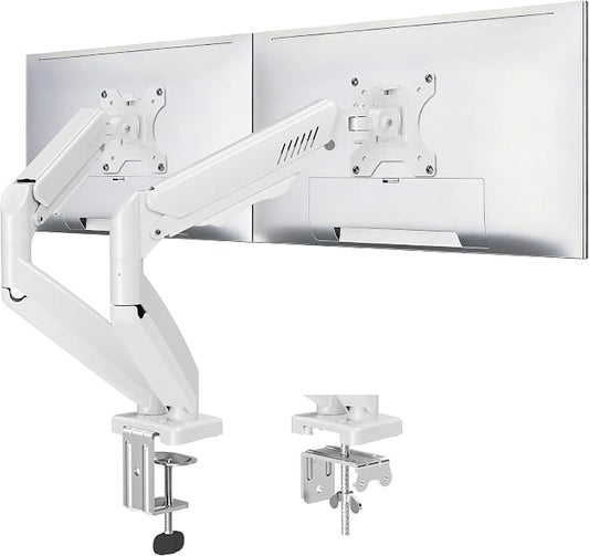 Dual Monitor Stand fits up to 32 inch, 4.4-19.8 lbs Computer Screens, Dual Monitor Desk Mount Height Adjustable, Monitor Arms for 2 Monitors, Home Office VESA Mounts, Freelift White