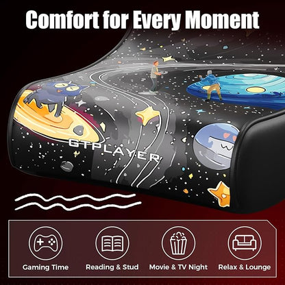 GTPLAYER Gaming Floor Rocking Chair – Rocker Floor Game Chair with Angle Limiter, Compact & Lightweight Game Seat, Black Galaxy Patterned