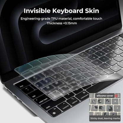 EooCoo Premium Keyboard Cover Skin Protector, Laptop Accessories Compatible with 2026 2025 2024 2023 2022 2021 M5-M1 Pro/Max MacBook Pro 14/16, M5-M2 MacBook Air 13/15, 2026 MacBook Neo 13, Clear