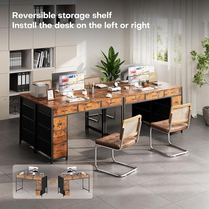 HLDIRECT 47" Computer Desk with 6 Drawers, Home Office Desk with Large Storage for Home Office,Gaming,Writing Study,Work (Brown)
