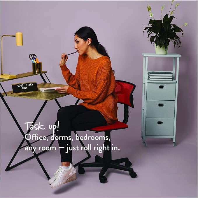 Urban Lifestyle Swivel Mesh Desk Chair, Red 21D x 21W x 33H in