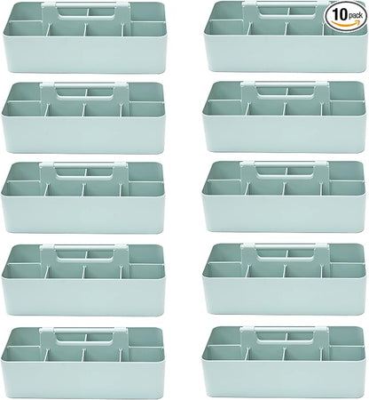 -Large Portable Caddy, DIY Dividers, 8 Compartments, School Office Supplies Home Business Organizer,Portable Basket with Handle Storage Organizer Modern Made in USA (10 PACK, Mint)