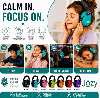 Jozy Noise Canceling Headphones for Kids, SNR 26dB Ear Protection for Autism, Sound Proof Sensory Muffs for Hearing, Concerts