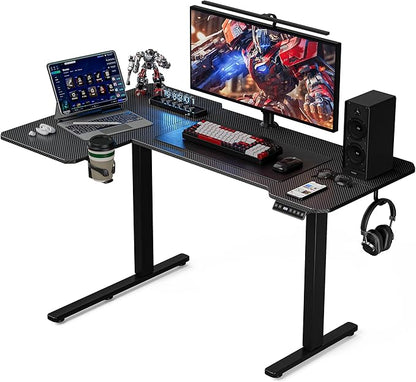 Acrolix L Shaped Electric Standing Desk - 51x31.5 Inch Reversible Corner Sit Stand Desk with Hook&Cup Holder,Electric Height Adjustable Table,for Small Home Office&Bedroom Computer Desk, Black Carbon