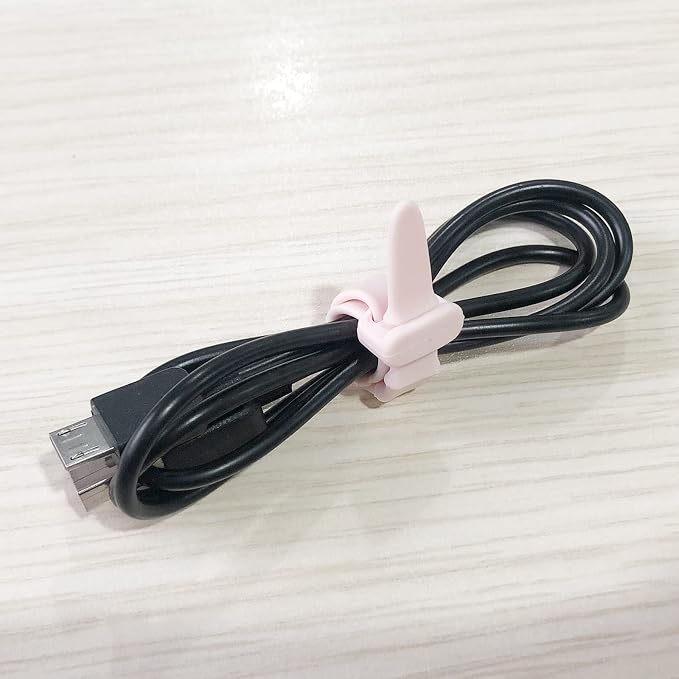 Silicone Zip Ties, Reusable Zip Ties, 20pcs Rubber Cable Ties Straps for Wire Management, Elastic Cable Organizer for Home Office Table Desk. White 4.5” Cord Ties (20 Pcs White)