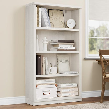 Rresyet 4 -Tier Bookcase, 31" Tall Book Shelf, 55” Wide Bookshelves, Wooden Bookcase Display Storage for Home Office, Living Room and Study Room (White)