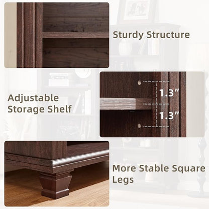 SAVOR LIFE 70" Tall Walnut Bookshelf,5 Tier Wooden Book Shelf with Adjustable Shelves & Wood Legs,Free Standing Farmhouse Bookcase with Open Display Storage,Vintage Bookshelves for Classroom, 3PCS