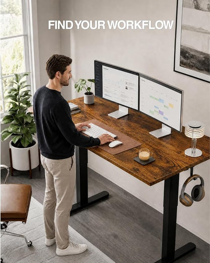Acrolix Electric Standing Desk, Height Adjustable Home Office Desk with Memory Presets & Cable Management,Rustic Brown Sit Stand Desk for Work from Home, Ergonomic Computer Desk (40" x 24")