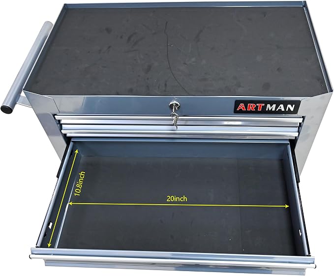 RYH 7 Drawers Rolling Tool Chest & Tool Box on Wheels | Heavy Duty Metal Cart with Ball Bearing Drawers | Fits US General Tool Box for Garage Storage (Silver, 7 Drawers（29.9" H × 24.2" W × 12.9" D)