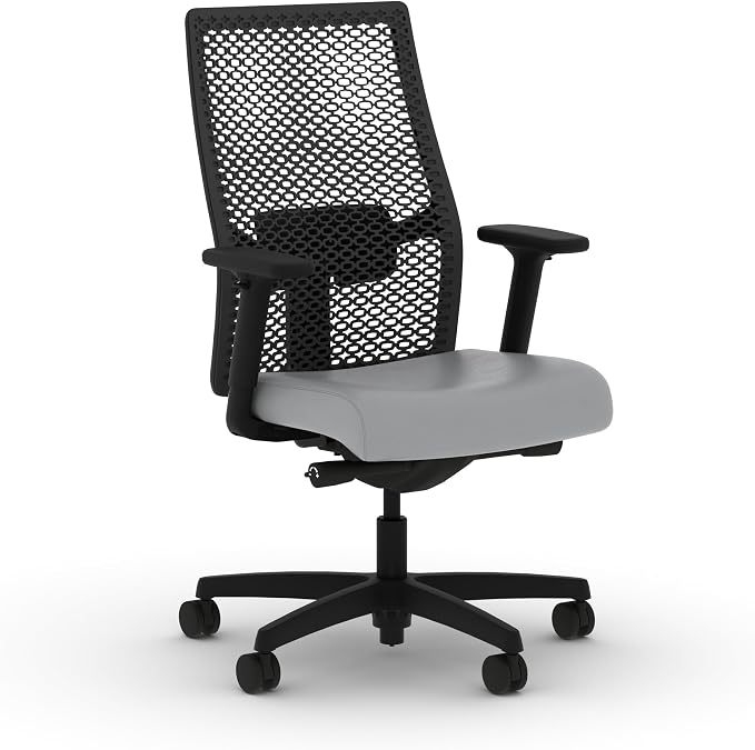 HON Ignition 2.0 ReActiv Ergonomic Office Chair, Mesh Desk Chair with Lumbar Support, Advanced Synchro‑Tilt, Height and Width Adjustable Arms, Swivel Wheels, Black Frame, Steel