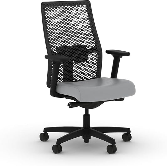 HON Ignition 2.0 ReActiv Ergonomic Office Chair, Mesh Desk Chair with Lumbar Support, Advanced Synchro‑Tilt, Height and Width Adjustable Arms, Swivel Wheels, Black Frame, Steel