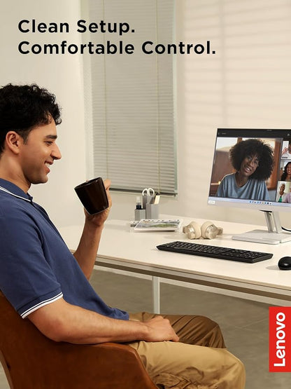 Lenovo 100 Wireless Compact Keyboard Cordless Keyboard for PC & Laptop with Windows Silent Keys Full-Size Layout with Numeric Keypad Plug & Play USB Receiver Portable, Black