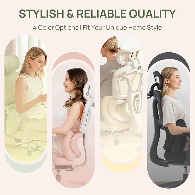 CabLady S1 High Back Ergonomic Mesh Office Chair with Footrest, 300 lbs | 115° Recline Lock, Adjust Seat Depth, 2D Arms, 3D Headrest, Detachable Lumbar Support, Breathable Mesh, BIFMA, Green