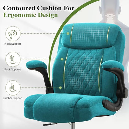 Drafting Chair Tall Office Chair for Standing Desk, Ergonomic Tall Desk Chair with Adjustable Foot Ring, Flip-Up Armrests, Lumbar Support, Comfortable Fabric Seat – Ideal for Home and Office Use