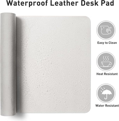 Aothia Faux Leather Desk Mat - Non-Slip PU Leather Desk Blotter, Waterproof Writing Surface, Large Desk Pad for Office & Home (Off-White, 55" x 24")