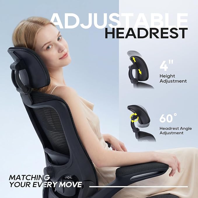 Ergonomic Office Chair for Long Hours, Full-Body Support, Relieve Neck & Back Pressure, 330LBS Capacity, Ideal for Home Office, Office & Study