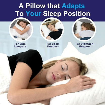 Sidney Sleep Adjustable Curved Pillows for Neck and Shoulder Support with Extra Shredded Fill - Cervical Contour Pillow for Side and Back Sleepers - Queen Size 19" x 29" CertiPUR-US Certified (Grey)