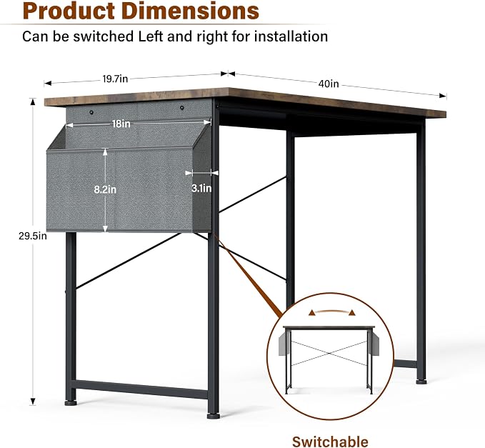 Small Space Writing Desk with Headphone Hooks, Modern Simple Design, Suitable for Study, Home Office and Children's Room