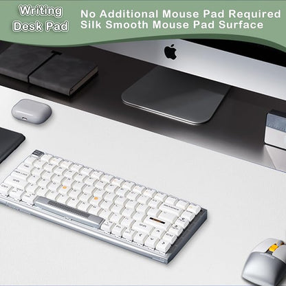 Boutilon Leather Desk Pad Protector,Non-Slip Mouse Pad,Laptop Desk Pad,Office Mouse Mat,Waterproof Leather Desk Blotter,Desk Writing Pad for Office and Home (XL-White,35.4"x 15.7")