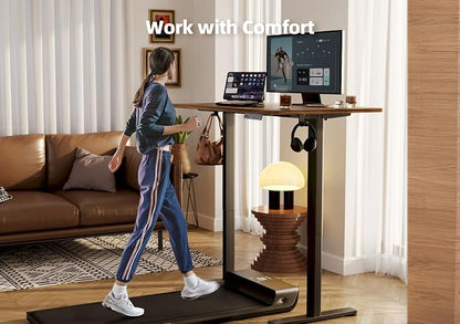 YDN Electric Standing Desk Adjustable Height, 32 x 19 Inches Stand up Desk with Cable Management, Home Office Desks with Splice Board & Black Frame, Rustic Brown Top