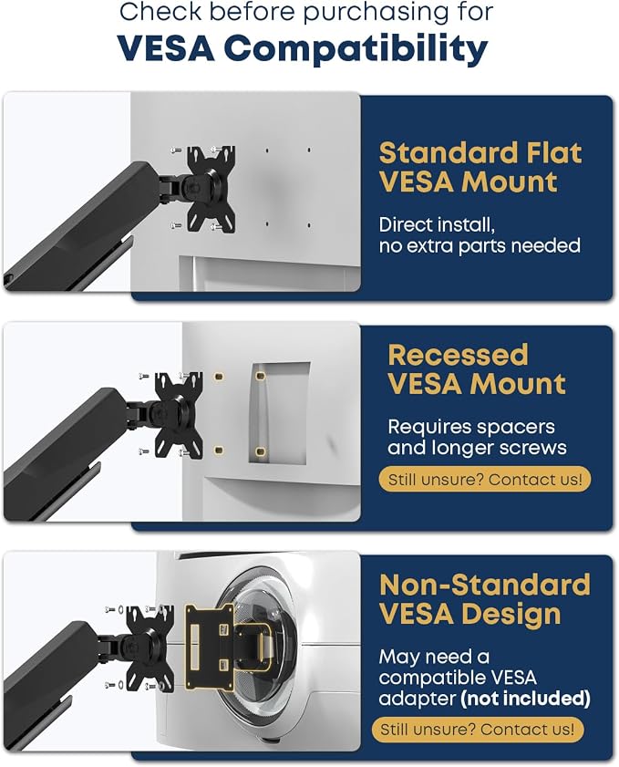 Dual Monitor Arm – fits 17-35 inch Heavy Duty Flat/Curved Monitors, Full Motion Adjustable Gas Spring Arms Hold 35.2 lbs per Arm with Clamp & Grommet Desk Mount, VESA 75/100mm, Black