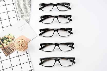 Eyekepper Vintage Reading Glasses for Men - 5 Pack Spring Hinges Classic Readers - Black Frame +1.00