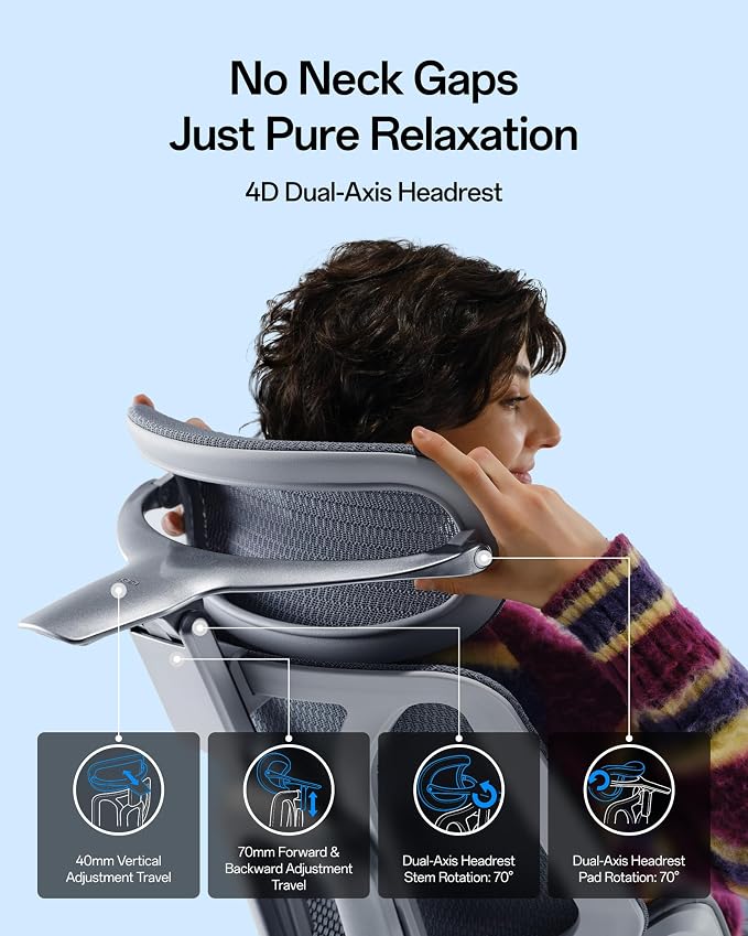 Hbada E3 Pro 2026 Edition Ergonomic Office Chair, Mesh Desk Chair with 3-Zone Floating Lumbar Support, Upgraded 4D Headrest, 720° Armrests, Grey with Footrest