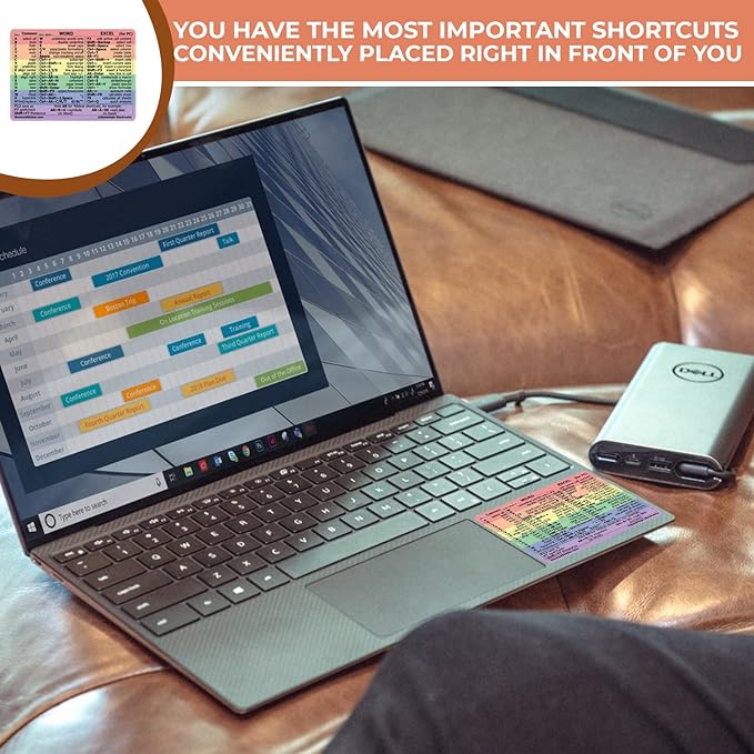 Synerlogic (5pcs) Word/Excel Windows Shortcut Sticker | Reference Guide Keyboard Shortcuts | Work from Home Essentials | Excel Shortcuts Cheat Sheet Laminated Vinyl (Rainbow/Small/5)