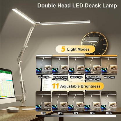 SKYLEO Led Desk Lamp for Home Office - 2400LM Ultra Bright Desk Light -Eye Caring Desk Lamp with Clamp - Adjustable Office Lamp with Remote Control- Easy Installation - 24W White
