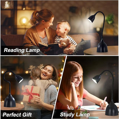 EJIAXIN Desk Lamp for Home Office, LED Reading Light, Small Adjustable Flexible Gooseneck Table Lamp, Eye-Caring Desk Lamp for College Dorm Room Study Lamp, Black