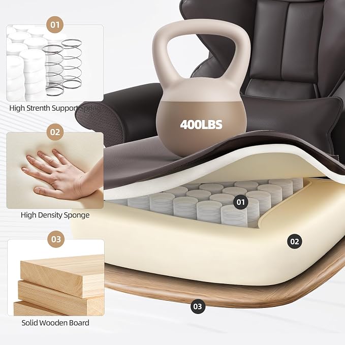 7-Point Massage Office Chair,Heated Manageral Chair,Ergonomic Executive Chair with Footrest,Adjustable Armrest，Computer Chair for Offices, Study Room,Gaming Spaces,Brown